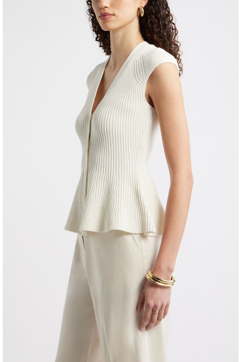 Rib Peplum Top, Alternate, color, IVORY TOFU