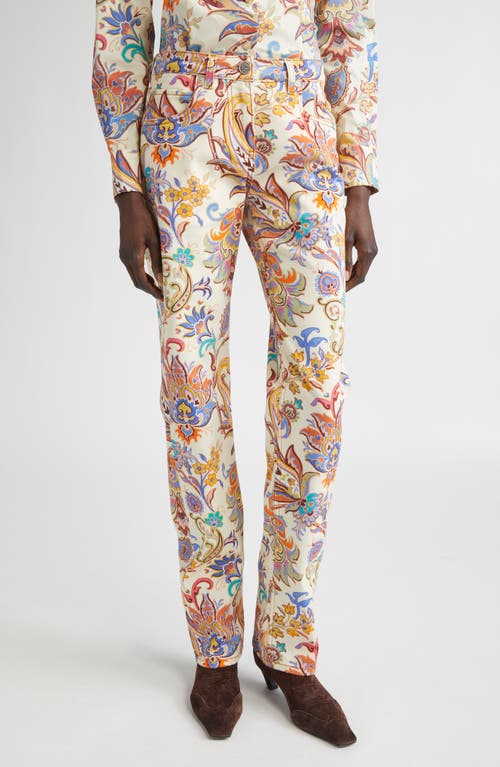 Etro Printed High Rise Straight Jeans