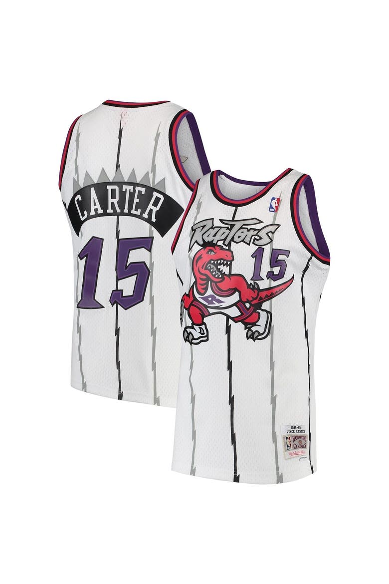 Men's Mitchell & Ness Vince Carter White Toronto Raptors 1998/99 Hardwood Classics Swingman Jersey, Main, color, White