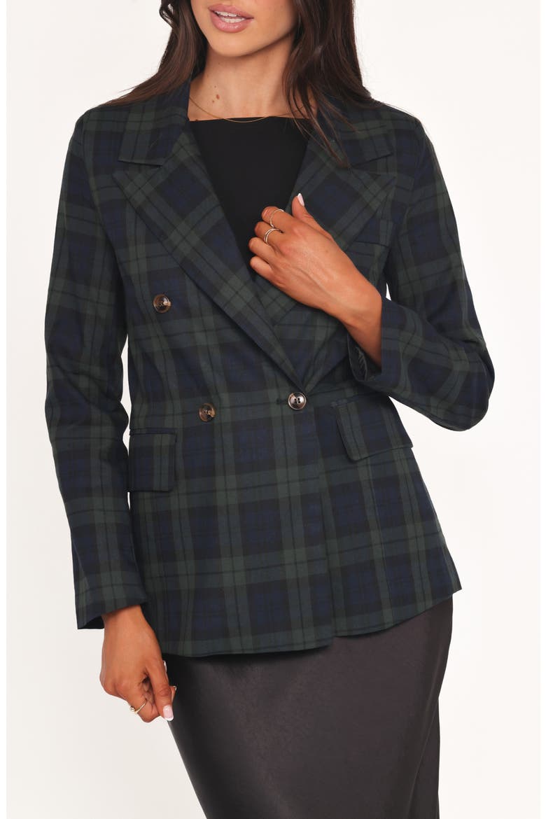 Juliette Plaid Double Breasted Blazer, Alternate, color, GREEN PLAID