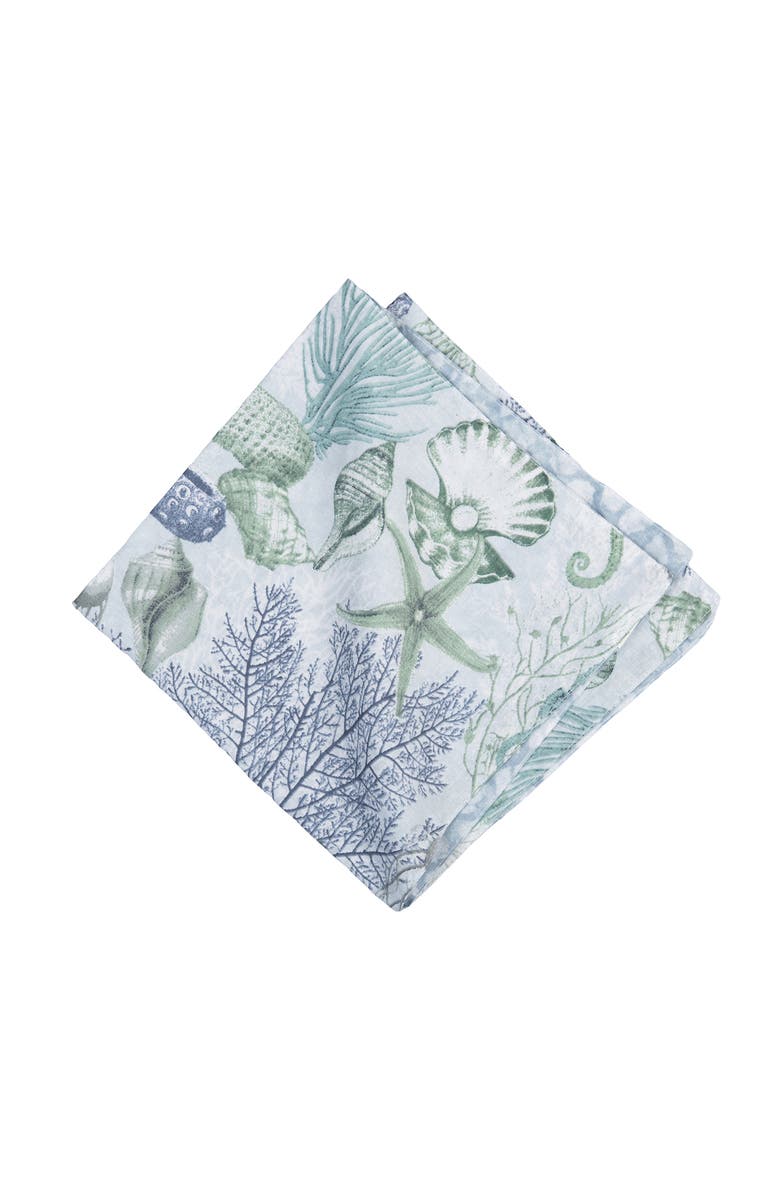 C&F Home Shoreline Waters Cotton Napkins Set of 6 - Nautical Seahorse & Coral, Alternate, color, Green