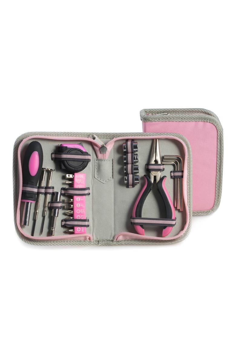 23-Piece Tool Kit & Leather Case, Main, color, PINK