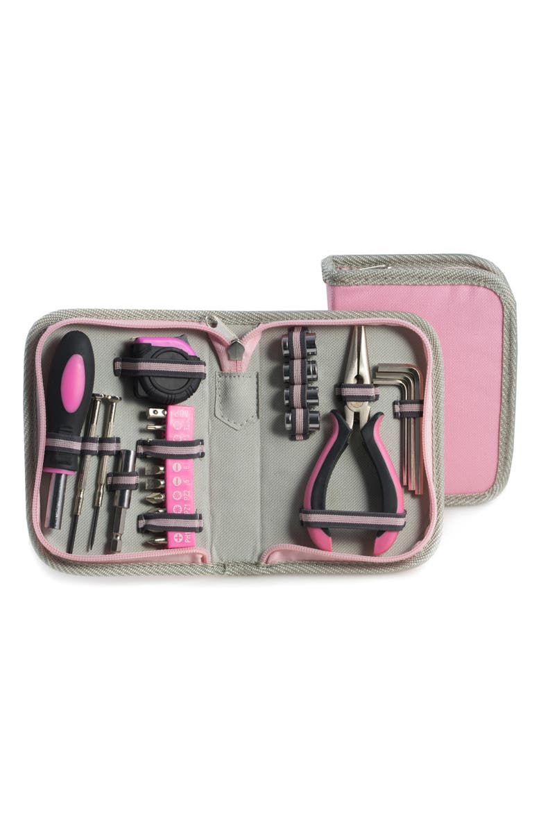 Bey-Berk 23-Piece Tool Kit & Leather Case, Main, color, Pink