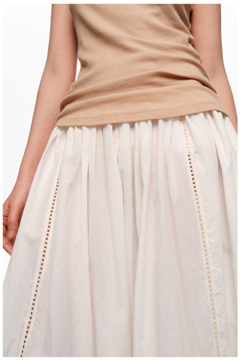 Gathered Voluminous Cotton Skirt, Alternate, color, WHITE