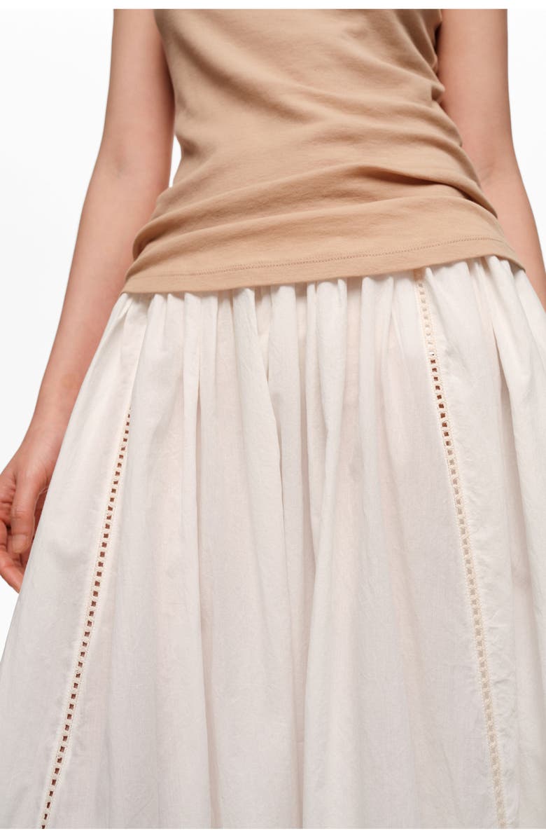 Bimba y Lola Gathered Voluminous Cotton Skirt, Alternate, color, White