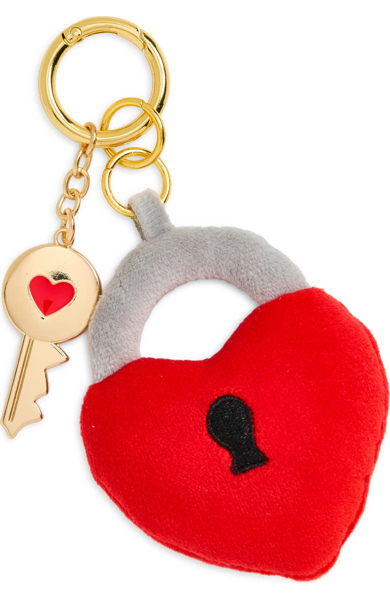 Leith Stuffed Lock Bag Charm, Main, color, Red Multi- Gold