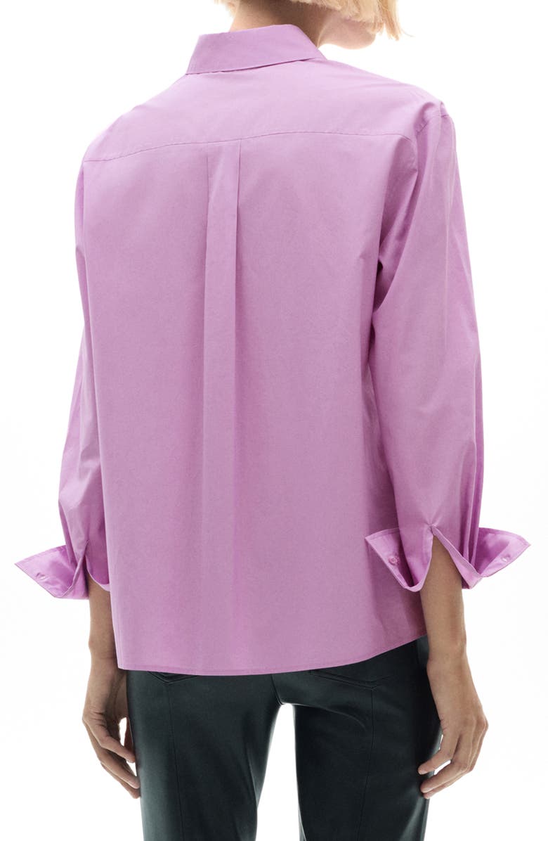 MANGO Lyocell Blend Button-Up Shirt, Alternate, color, Fuchsia