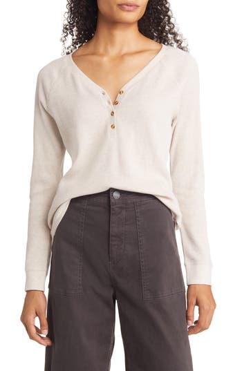CASLON CASLON® WAFFLE KNIT COTTON BLEND HENLEY TOP