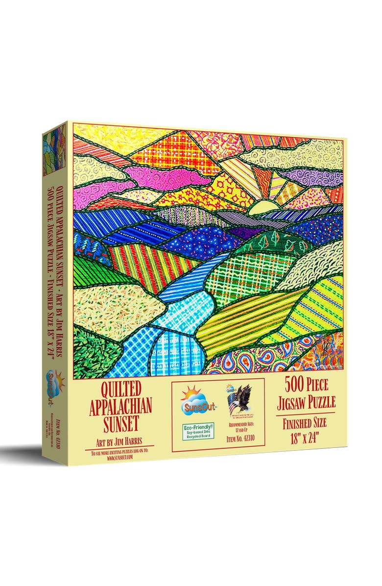 Sunsout Quilted Appalachian Sunset 500 piece Jigsaw Puzzle for Adults, Main, color, Multicolor