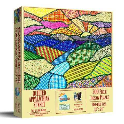 Quilted Appalachian Sunset 500 piece Jigsaw Puzzle for Adults