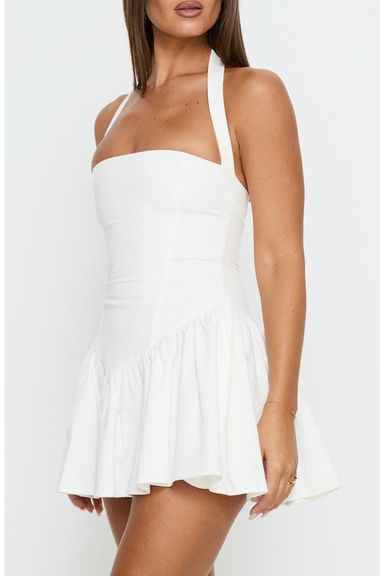 Esatora Halter Flare Minidress, Alternate, color, WHITE