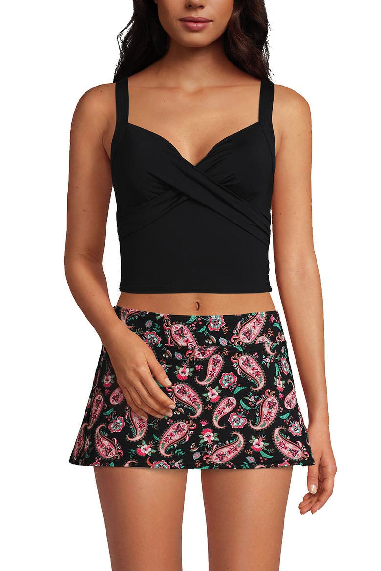 D-Cup Wirefree Wrap Midkini Swimsuit Top, Alternate, color, Black