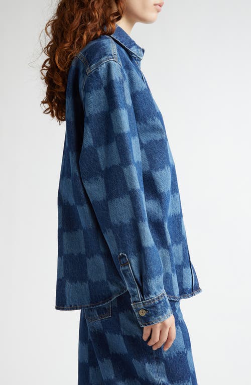 Marimekko Maridenim Vaihe Jäkälä Denim Button-up Shirt In Mid Indigo