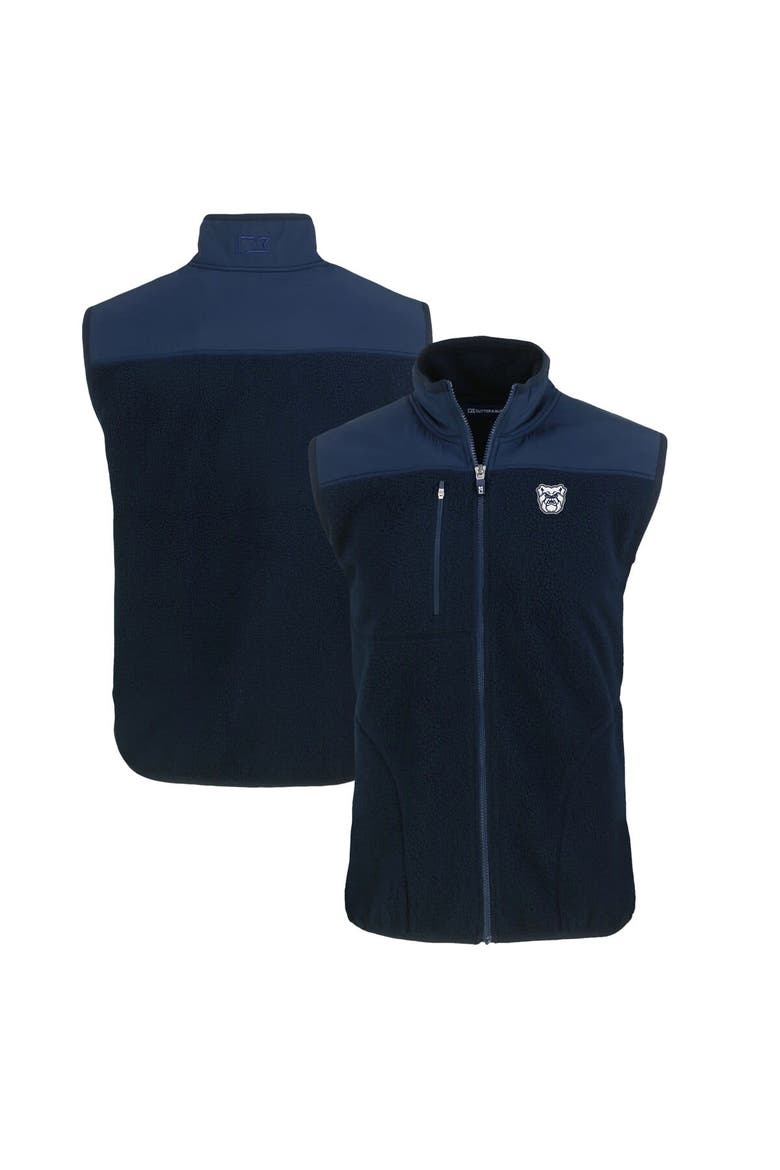Men's Cutter & Buck  Navy Butler Bulldogs Big & Tall Cascade Eco Sherpa Fleece Full-Zip Vest, Main, color, Navy