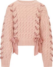 LoveShackFancy Kids' Minetta Ribbon Cable Sweater