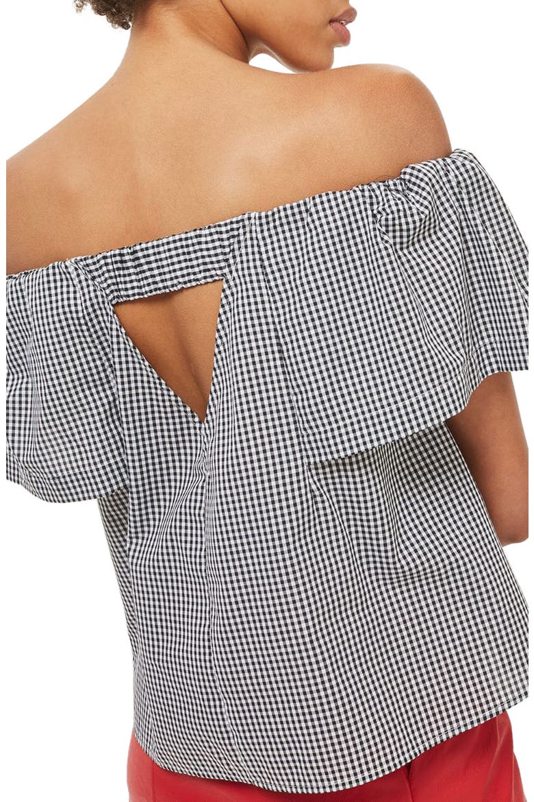 Maggie Bardot Gingham Top, Alternate, color, BLACK MULTI