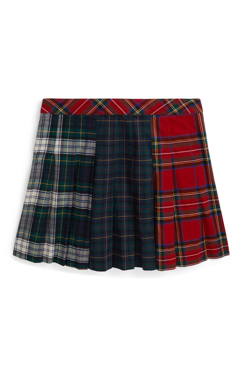 Kids' Plaid Pleated Poplin Skirt, Alternate, color, MULTI