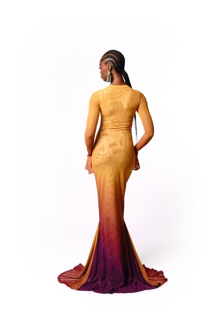 Sol Mermaid Maxi Mesh Dress, Alternate, color, Yellow