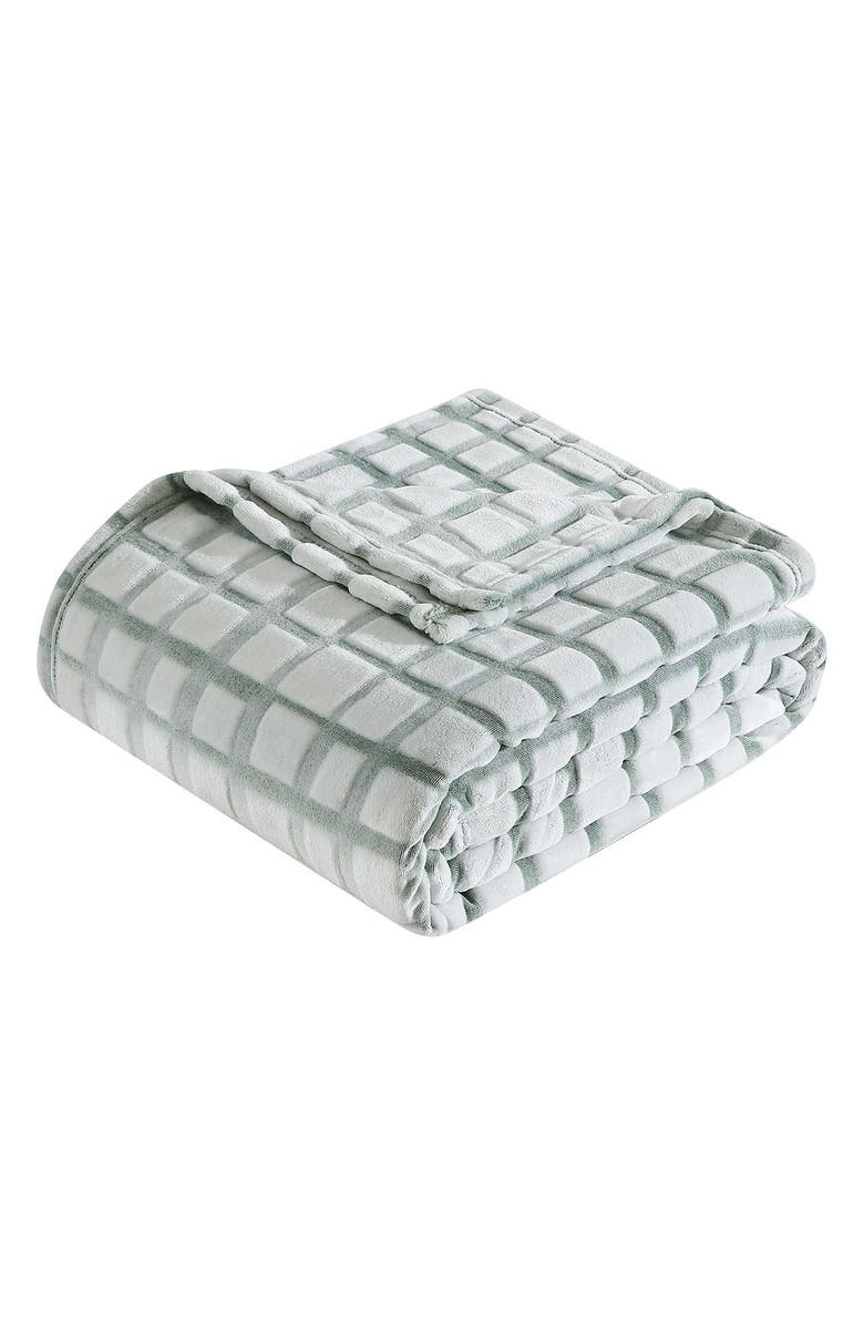 Kenneth Cole New York Tipped Grid Throw Blanket, Main, color,