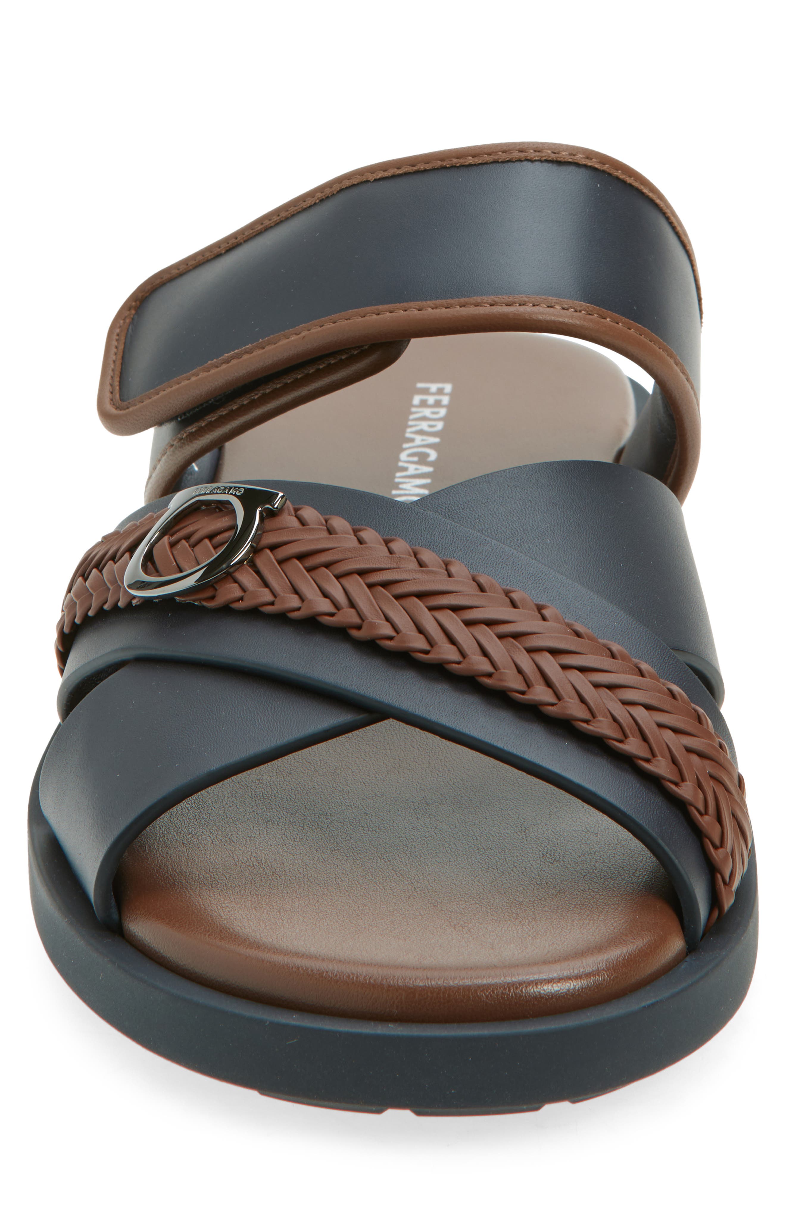 FERRAGAMO Bora Bora Slide Sandal, Alternate, color, Navy Midbrown