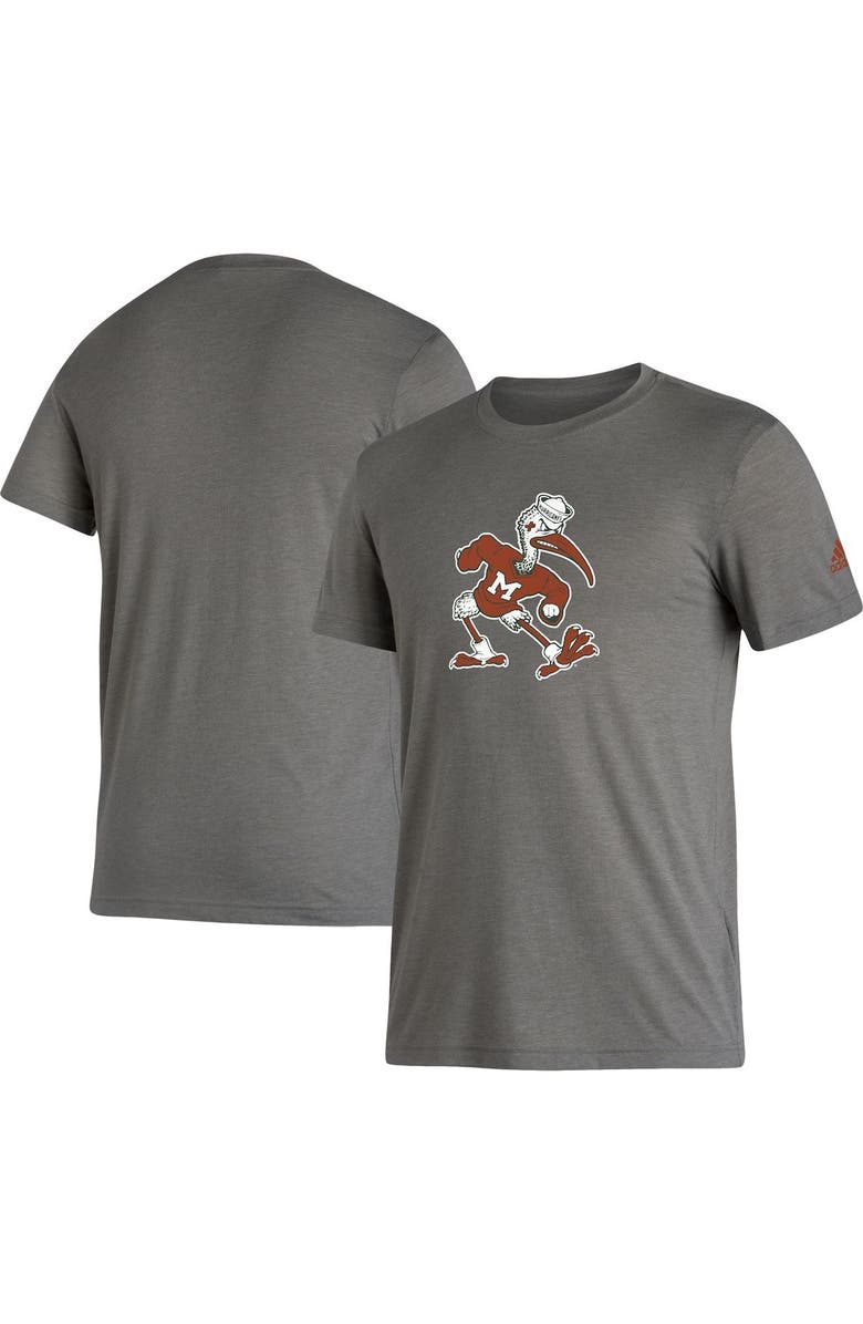 adidas Men's adidas Gray Miami Hurricanes Basics Heritage Tri-Blend T-Shirt, Alternate, color,