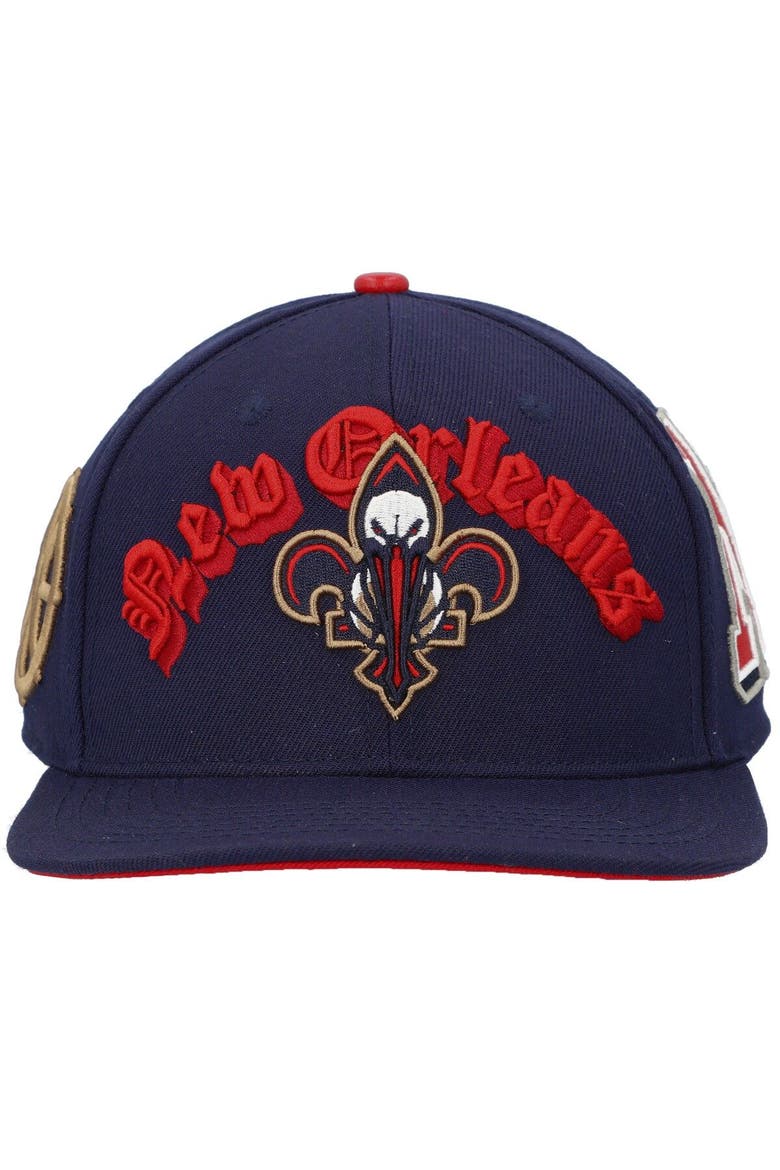 Men's Pro Standard Navy New Orleans Pelicans Old English Snapback Hat, Alternate, color, Navy
