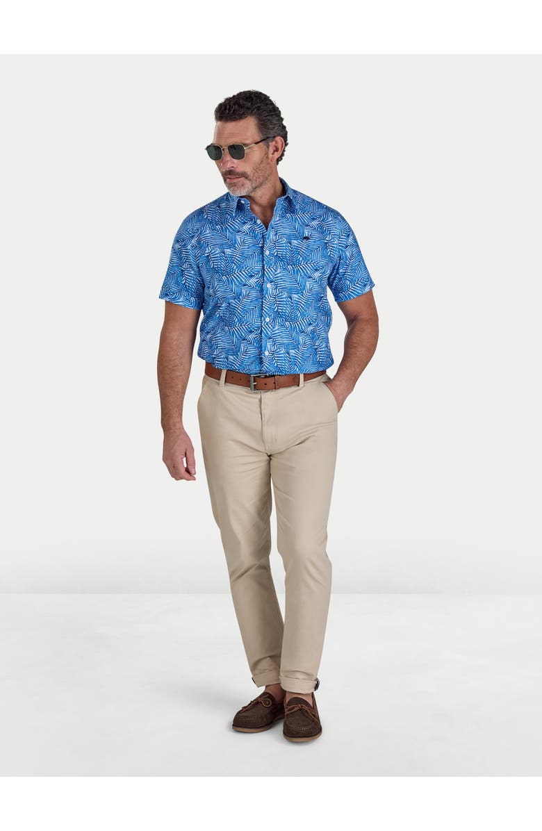 Raging Bull Bali Short Sleeve Linen Blend Shirt, Alternate, color, Sky Blue