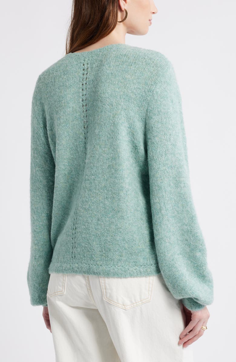 Treasure & Bond Oversize Pointelle V-Neck Sweater, Alternate, color, Green Milieu