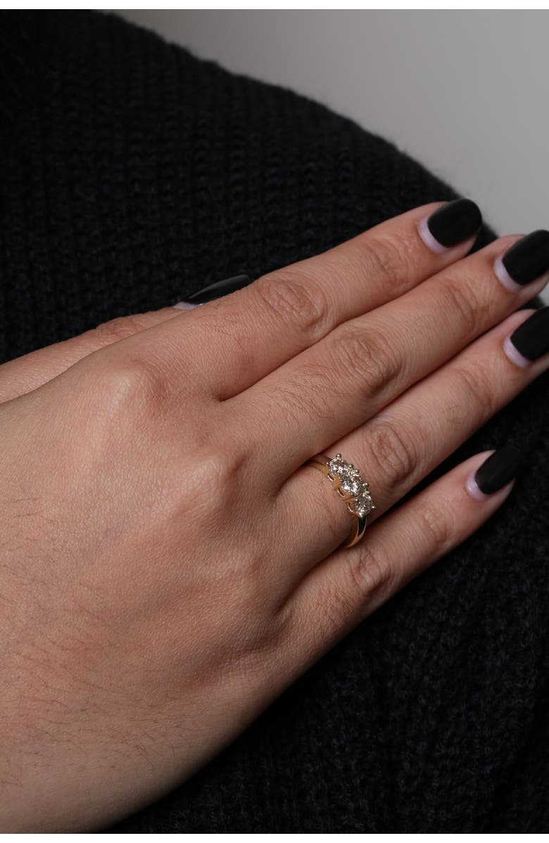 Haus of Brilliance 10K Yellow Gold 1.00 Cttw Champagne Diamond 3-Stone Band Ring, Alternate, color, Yellow