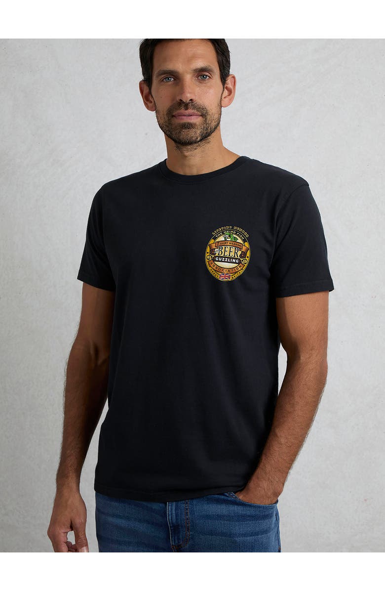 Weird Fish Beer Guzzling Back Print Artist T-Shirt, Main, color, Black