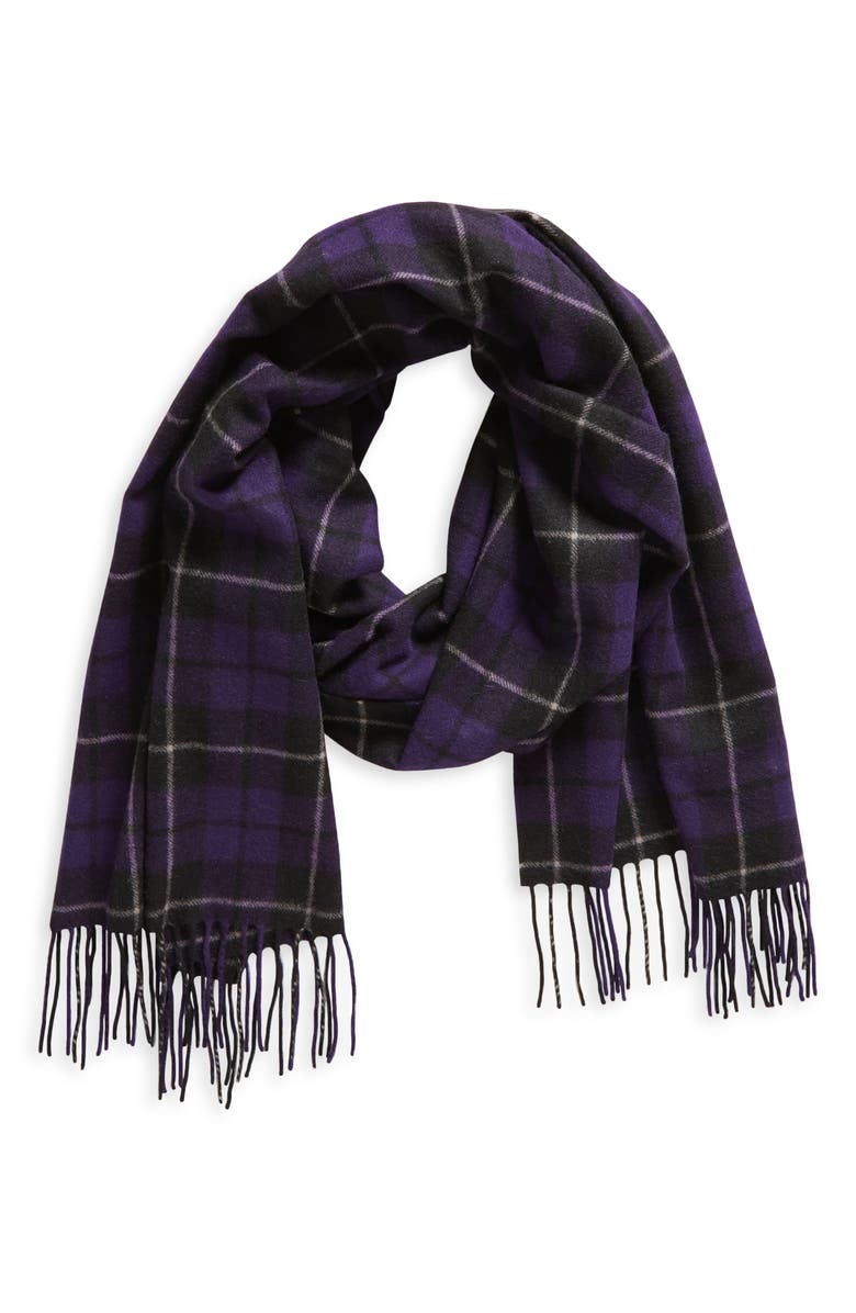 Ralph Lauren Purple Label Plaid Overcheck Cashmere Scarf, Alternate, color, 
