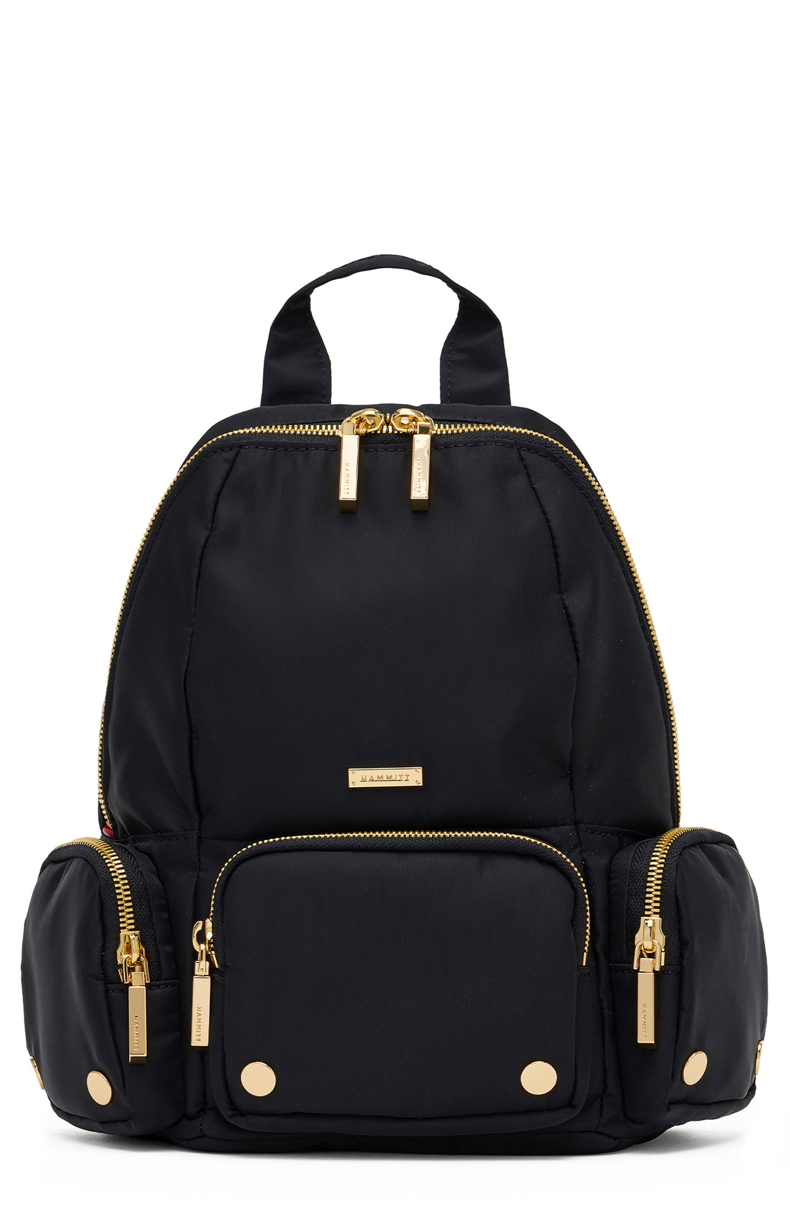 Hunter Medium Nylon Cargo Backpack, Main, color, BLACK NYLON CARGO/ GOLD