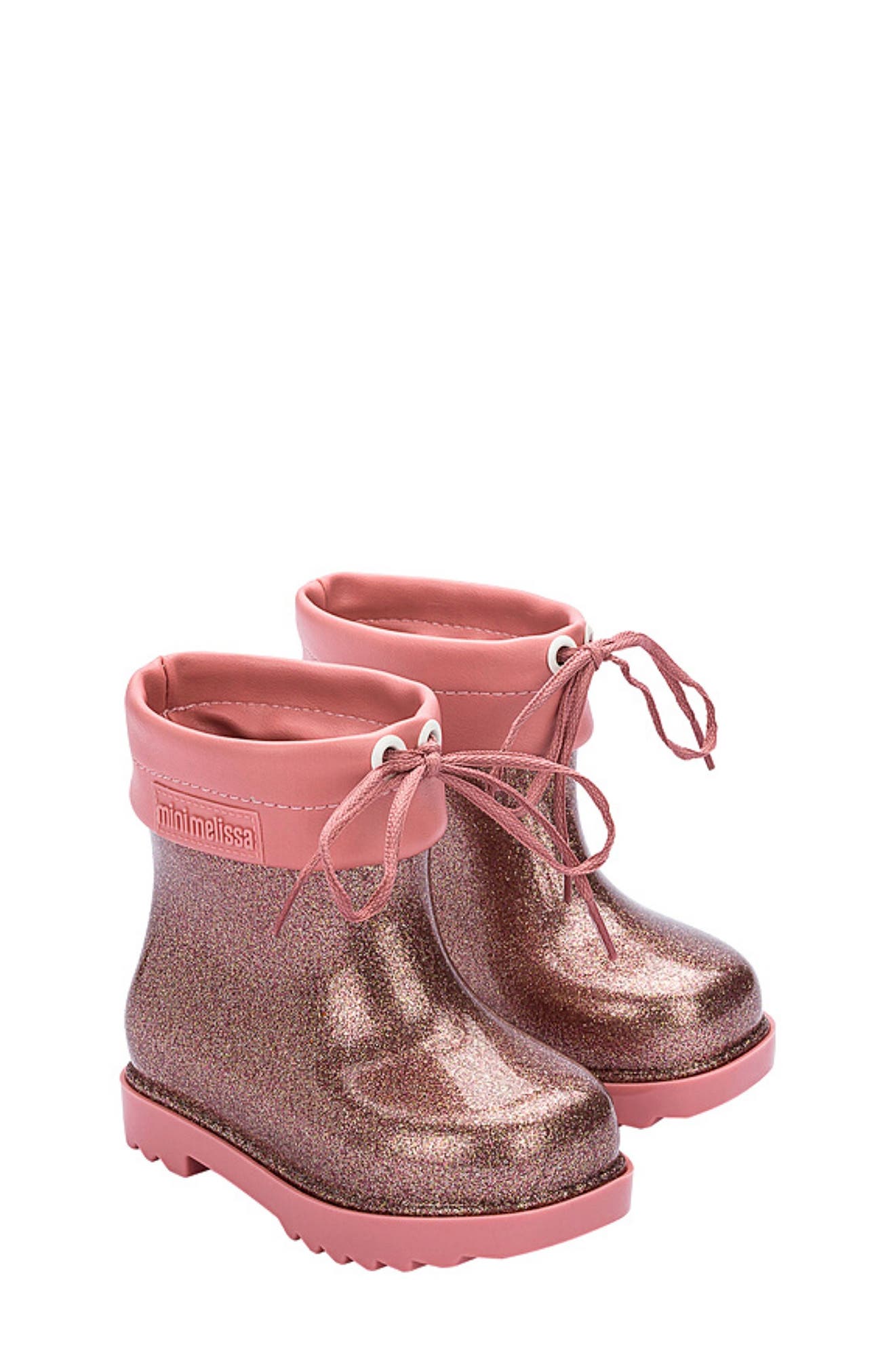 Glitter Water Resistant Rain Bootie, Main, color, PINK RAIN