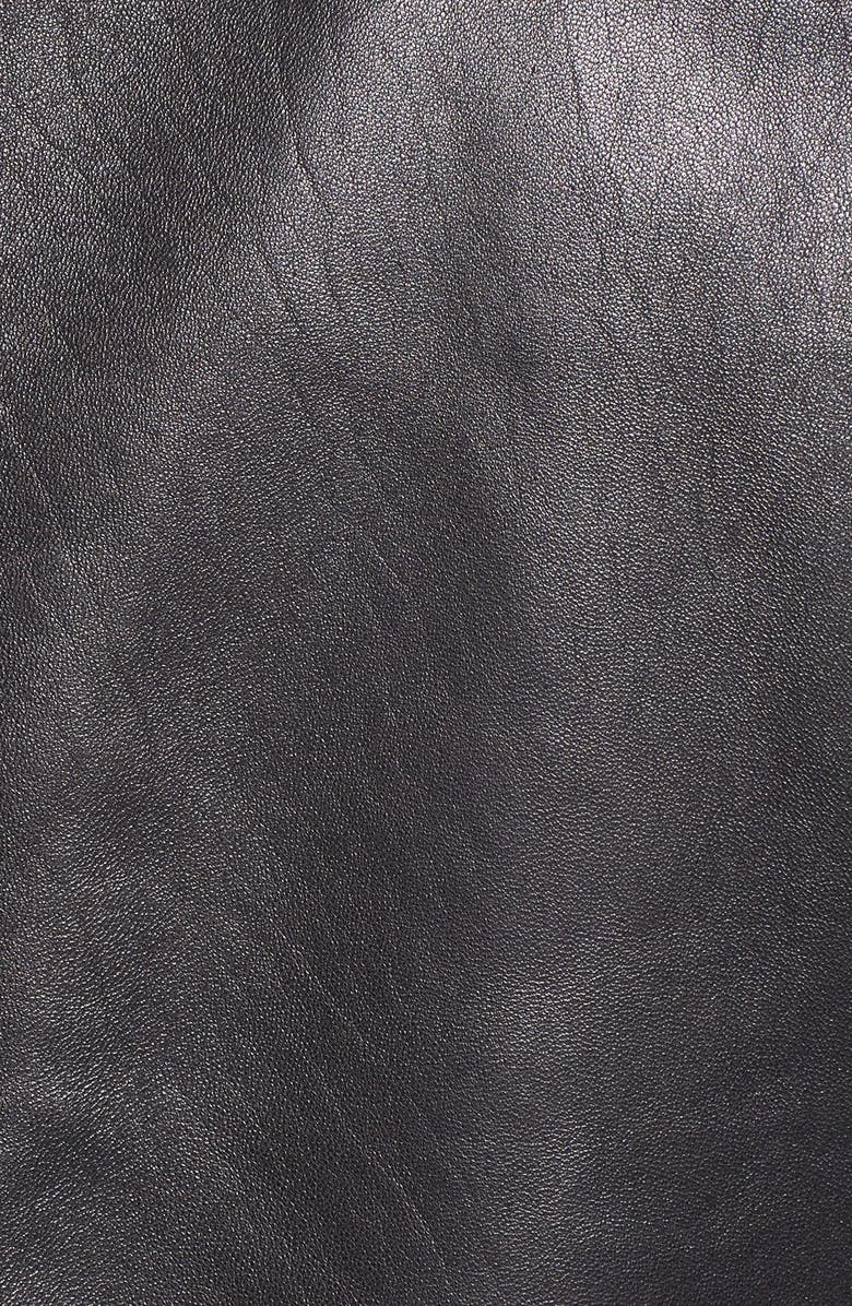 Cole Haan Lambskin Leather Moto Jacket, Alternate, color, Black