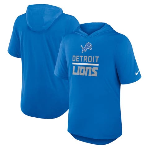 Men's Nike Blue Detroit Lions Lockup Tri-Blend Hoodie T-Shirt