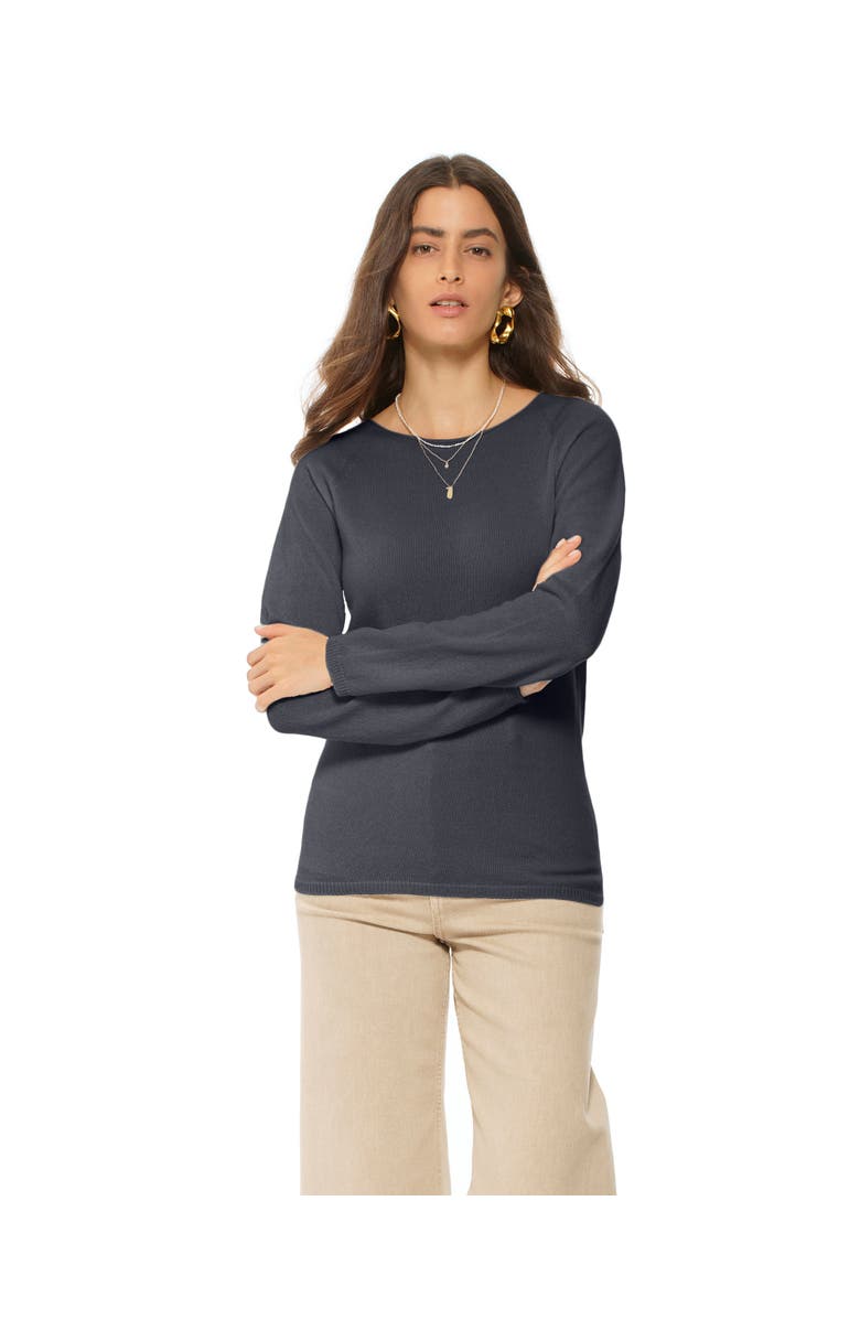 Monticelli Cashmere Ultralight Pure Cashmere Raglan Crewneck Sweater, Main, color, Charcoal