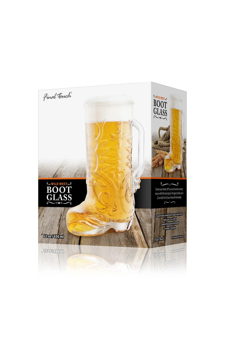 Wild West Boot Glass, 22 oz / 650 ml, Clear Glass, Alternate, color, Clear