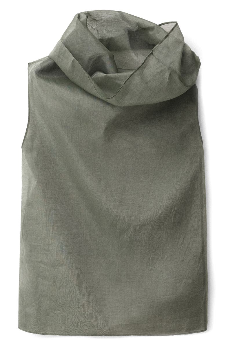 MANGO Cotton & Silk Organza Top, Main, color, Forest Green