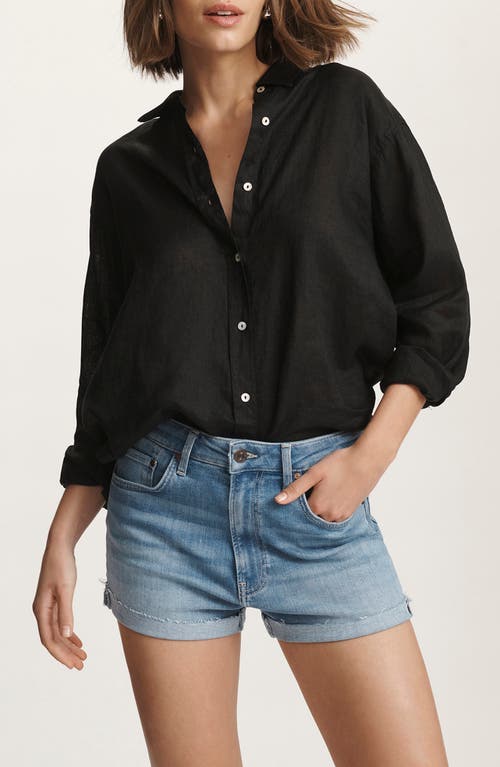 Mavi Jeans Oversize Linen Button-up Shirt In Black
