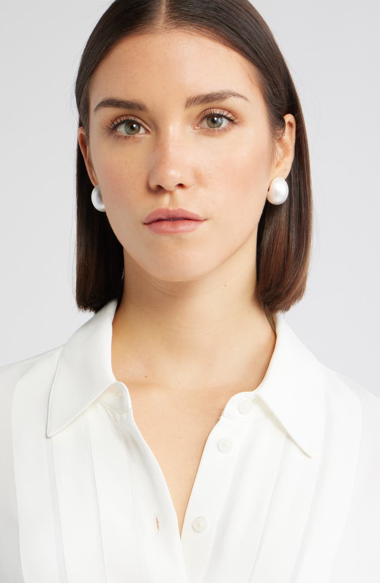 Nordstrom Faux Pearl Dome Stud Earrings, Alternate, color, White- Gold