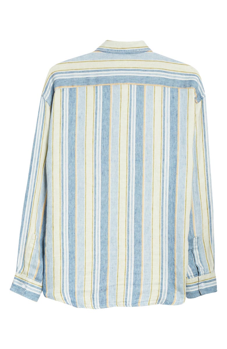 NN07 Deon 5196 Slim Fit Stripe Button-Up Linen Shirt, Alternate, color, 