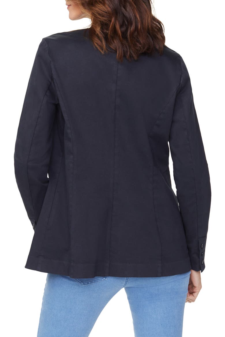 One-Button Linen Blend Blazer, Alternate, color, BLACK