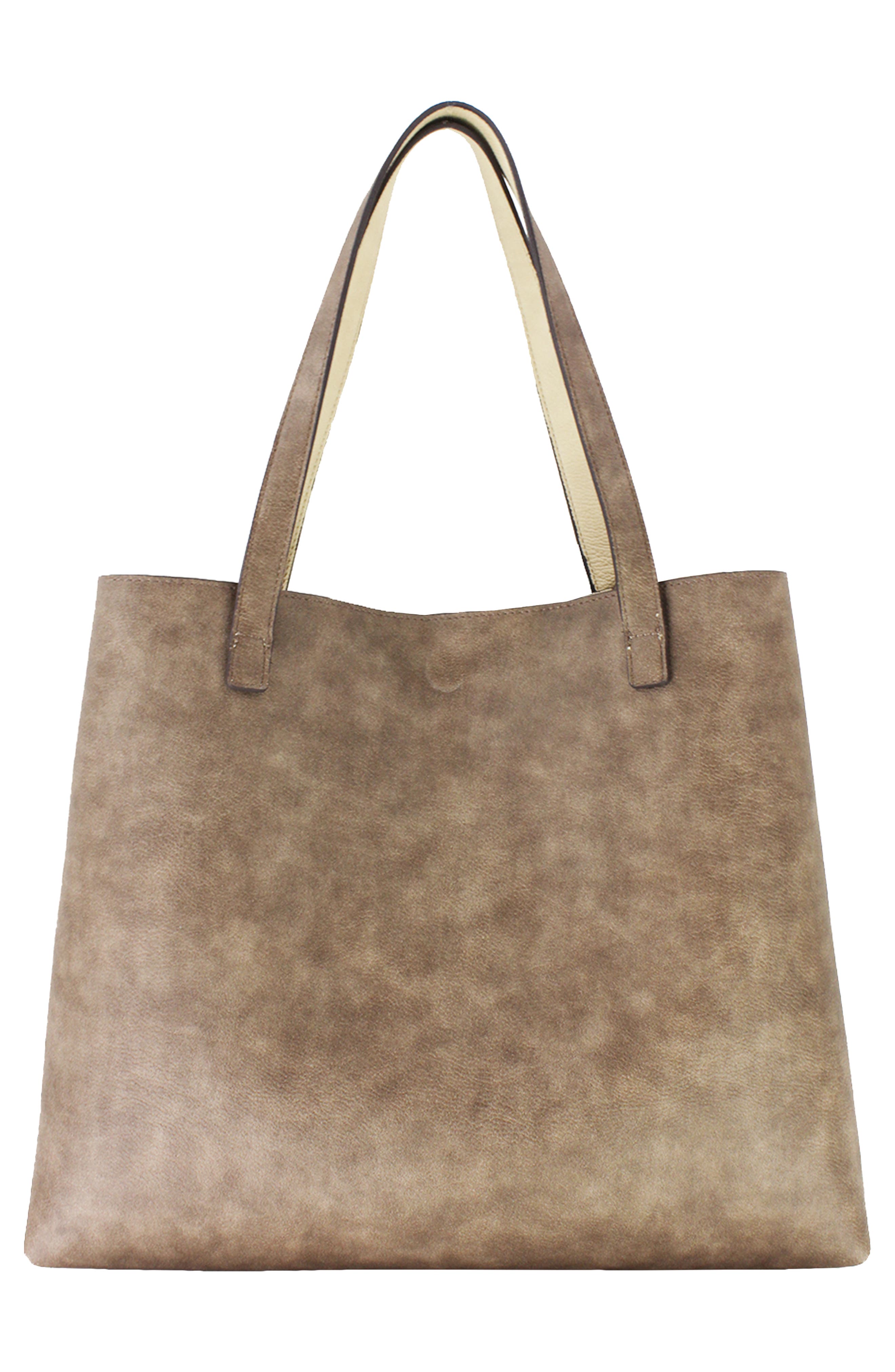 Reversible Faux Leather Tote & Wristlet, Alternate, color, IVORY/ DARK MAUVE