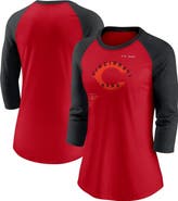 Nike Women's Nike Red/Black Cincinnati Reds Next Up Tri-Blend Raglan 3/4-Sleeve T-Shirt