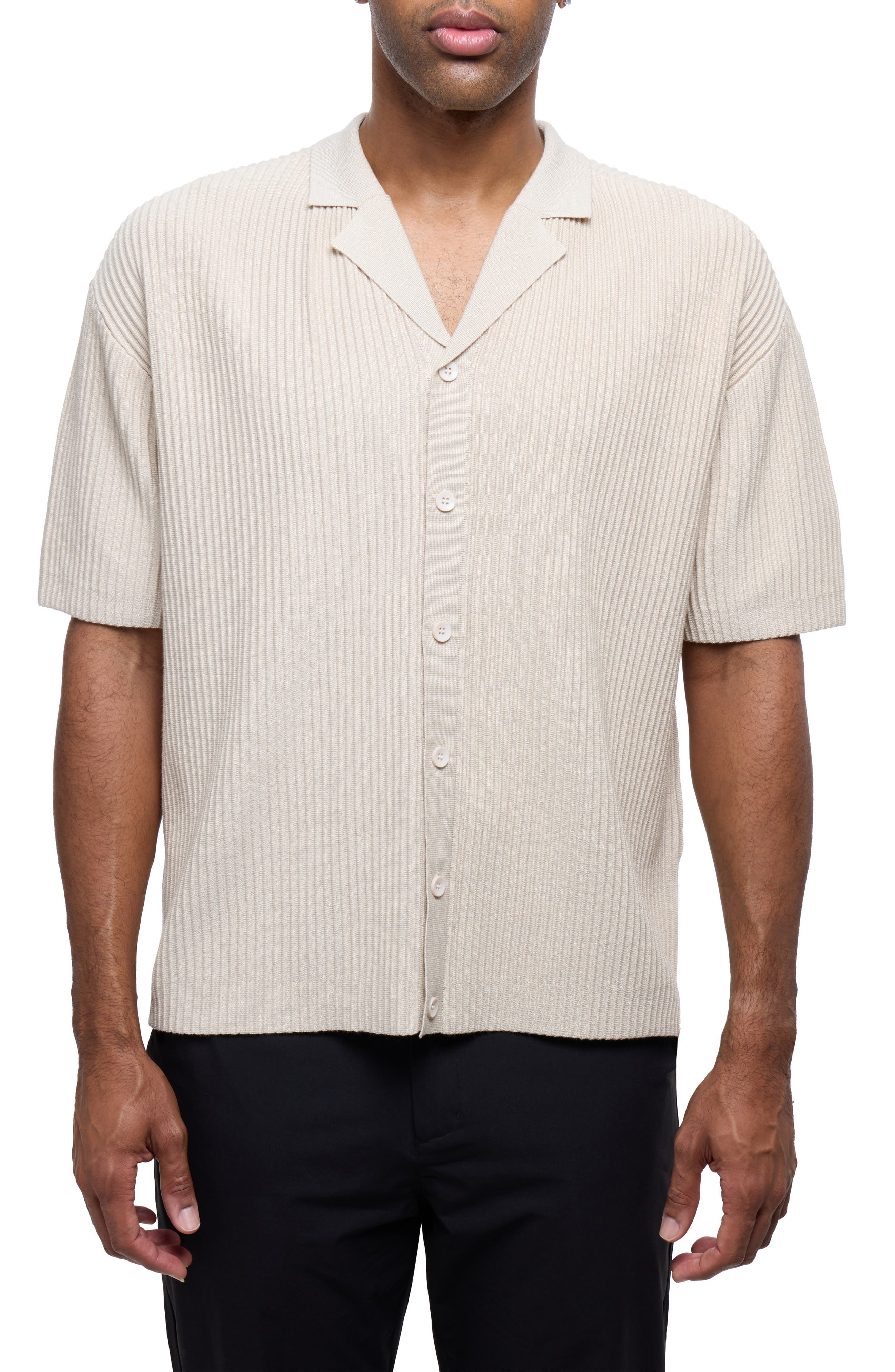 Ribbed Knit Camp Shirt - image 3
