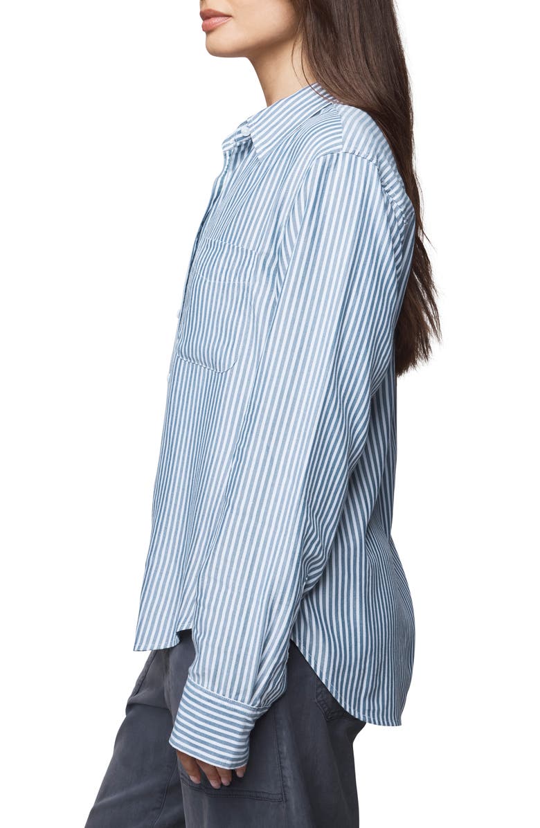 Splendid Kenna Stripe Relaxed-Fit Button-Up Shirt, Alternate, color, Ice Navy/ White