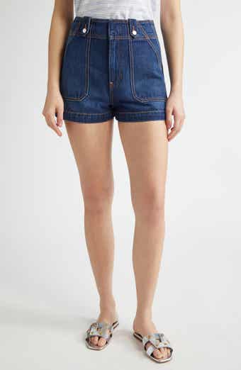 Veronica Beard Graham High Waist Denim Carpenter Shorts