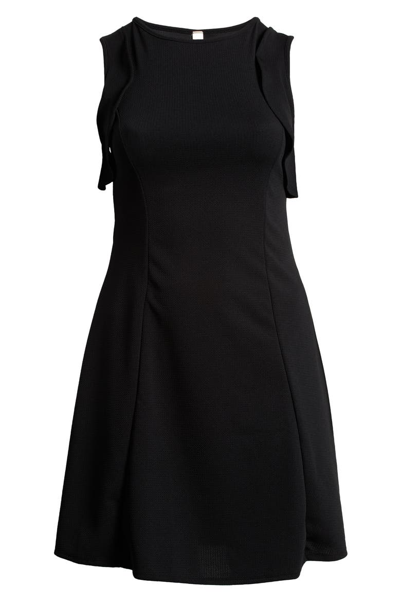 Ruffle Cold Shoulder A-Line Dress, Alternate, color, BLACK