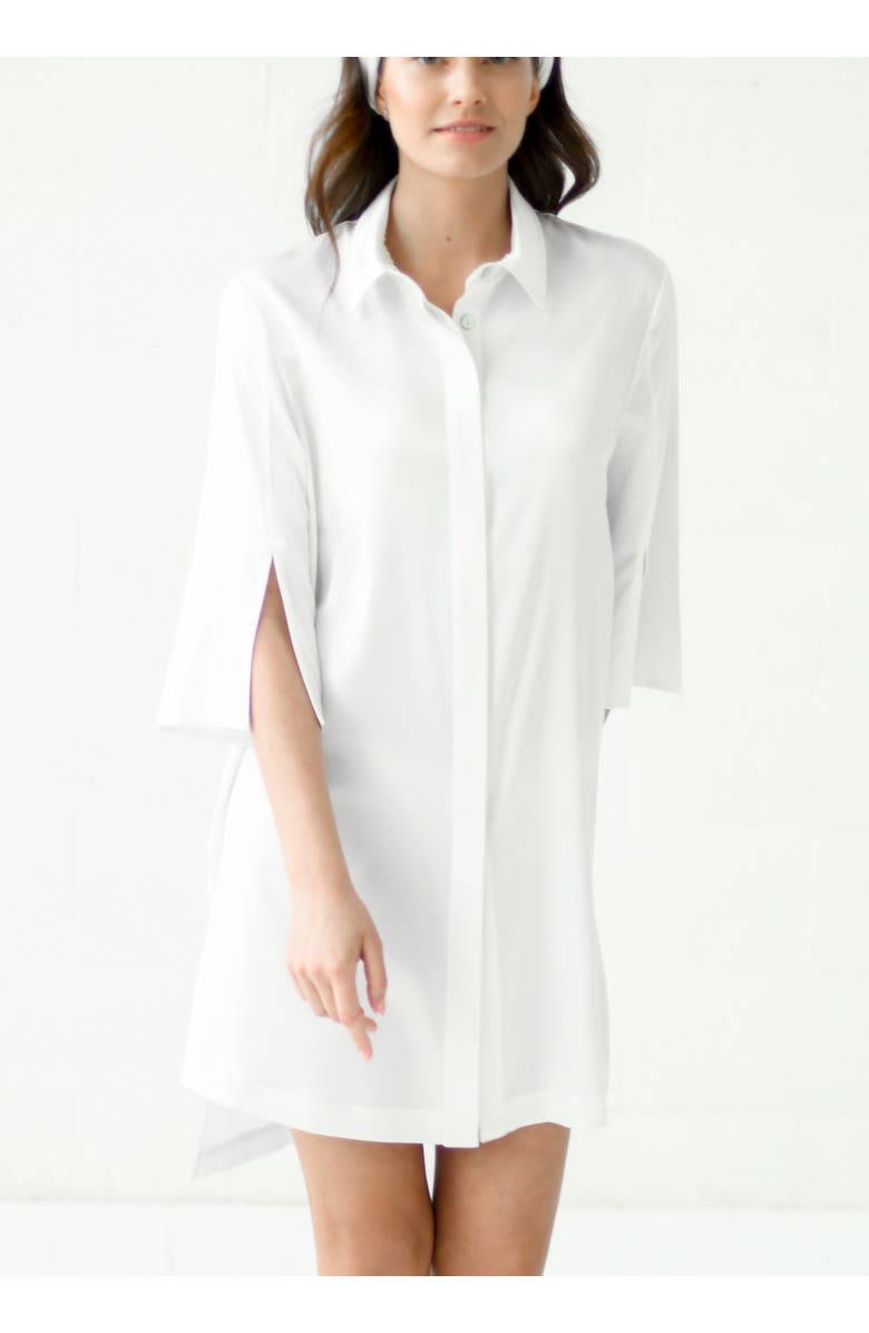 Alas Silk Long Shirt Dress, Main, color, Milk White