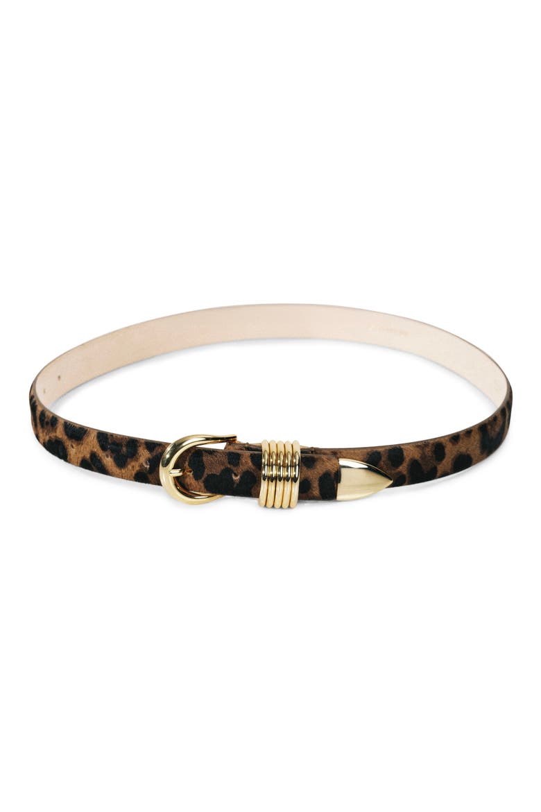 Hollyhock Calfhair Leopard Belt, Alternate, color, DARK JAGUAR